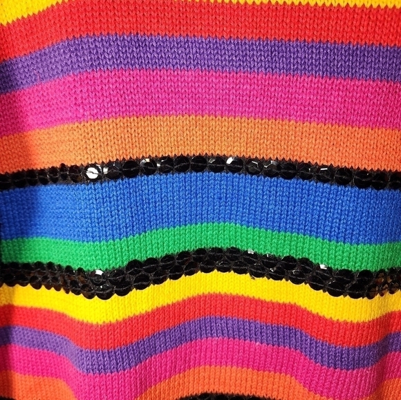 Michelle Stuart Vintage Bright Color's Sequin Long Sleeve Knit Sweater M - Picture 7 of 7